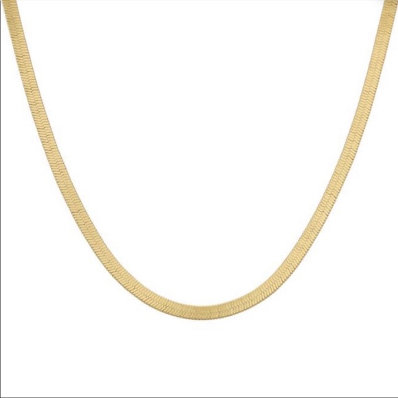 HERRINGBONE 18K GOLD CHAIN NECKLACE, NICE NECKLACE, CUTE NECKLACE - Picture 6 of 7